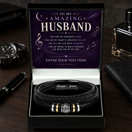 To My Amazing Husband Eternal Bond Bracelet With Personalised Keepsake Box