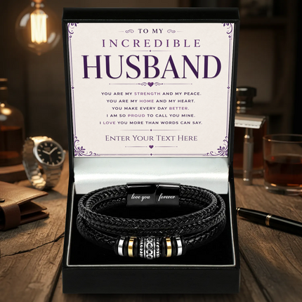 To My Incredible Husband Eternal Bond Bracelet With Personalised Keepsake Box
