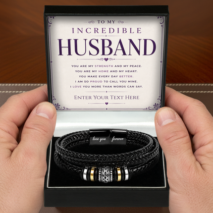 To My Incredible Husband Eternal Bond Bracelet With Personalised Keepsake Box
