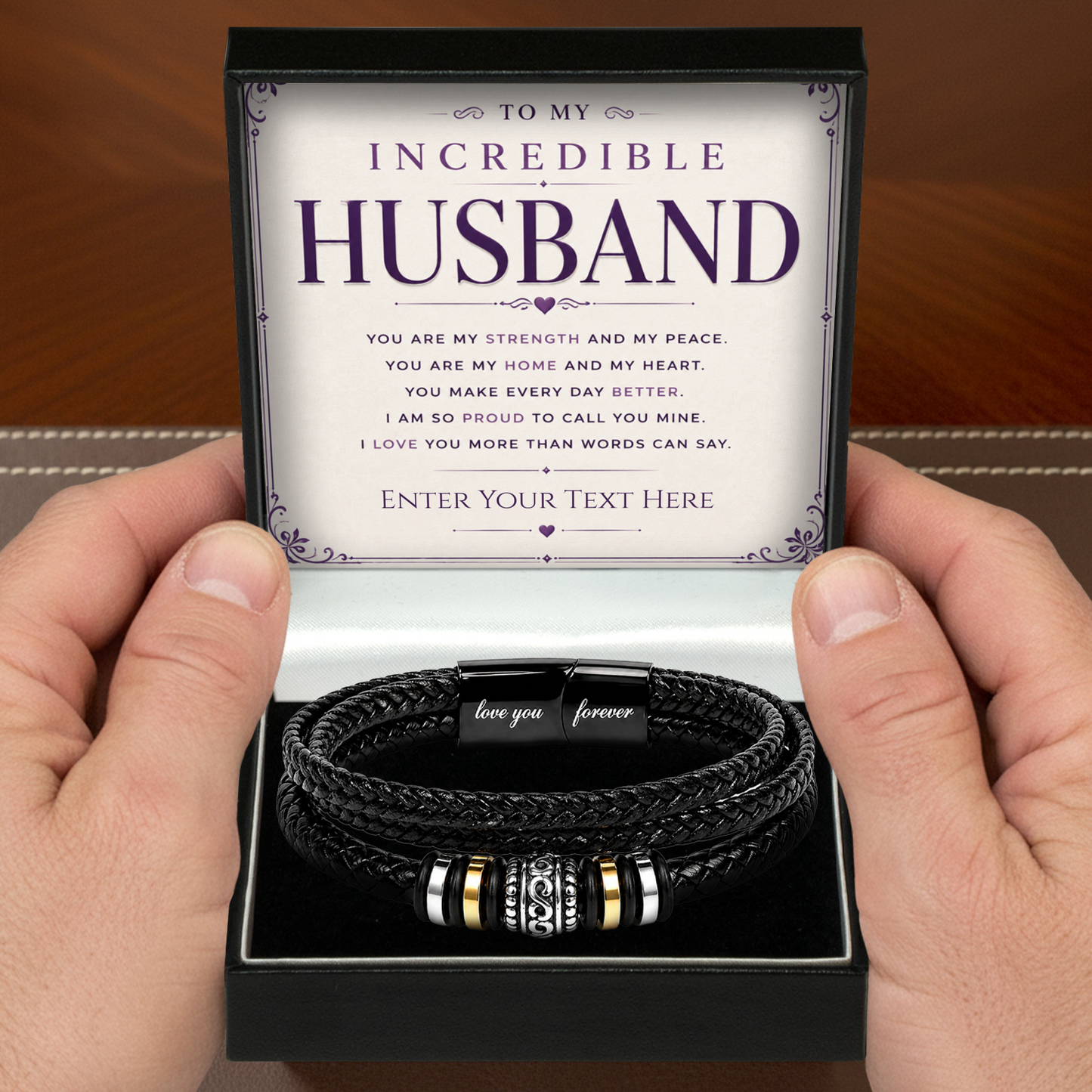 To My Incredible Husband Eternal Bond Bracelet With Personalised Keepsake Box