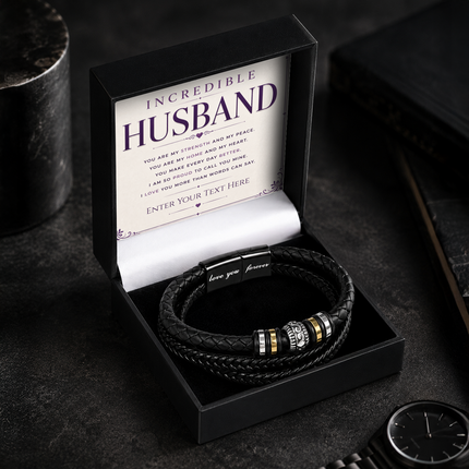 To My Incredible Husband Eternal Bond Bracelet With Personalised Keepsake Box