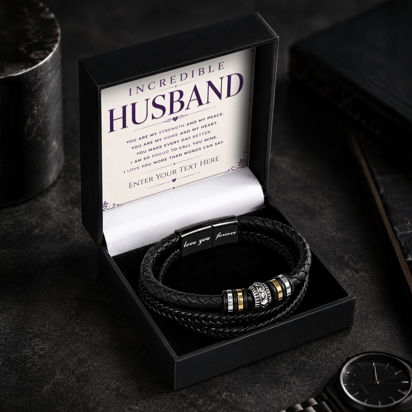 To My Incredible Husband Eternal Bond Bracelet With Personalised Keepsake Box