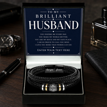 To My Brilliant Husband Eternal Bond Bracelet With Personalised Keepsake Box