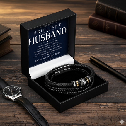 To My Brilliant Husband Eternal Bond Bracelet With Personalised Keepsake Box
