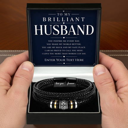 To My Brilliant Husband Eternal Bond Bracelet With Personalised Keepsake Box