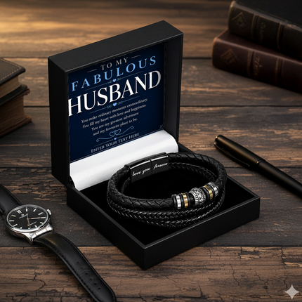 To My Fabulous Husband Eternal Bond Bracelet With Personalised Keepsake Box