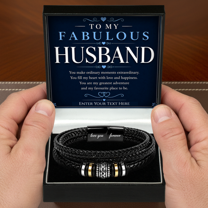 To My Fabulous Husband Eternal Bond Bracelet With Personalised Keepsake Box