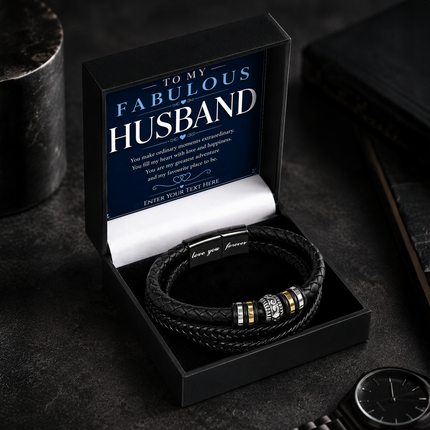 To My Fabulous Husband Eternal Bond Bracelet With Personalised Keepsake Box
