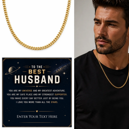 To The Best Husband 18k Gold Plated Cuban Chain Necklace With Personalised Keepsake Box
