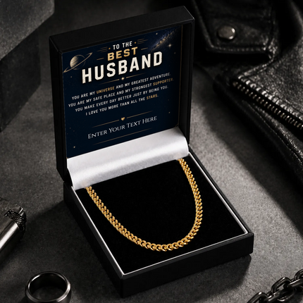 To The Best Husband 18k Gold Plated Cuban Chain Necklace With Personalised Keepsake Box