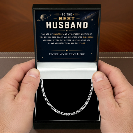 To The Best Husband Stainless Steel Cuban Chain Necklace With Personalised Keepsake Box