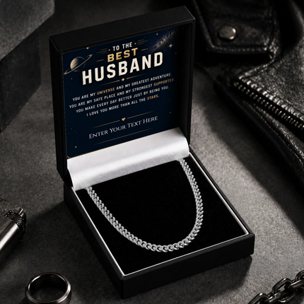 To The Best Husband Stainless Steel Cuban Chain Necklace With Personalised Keepsake Box
