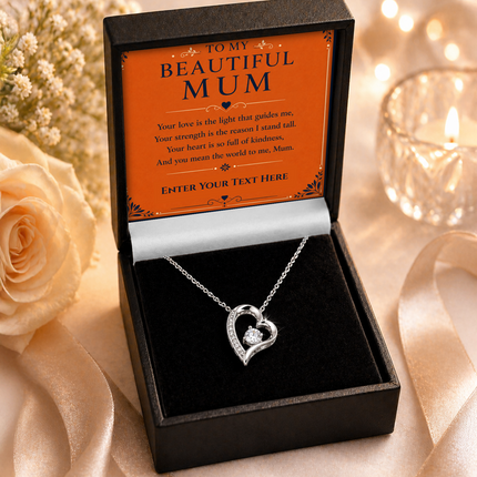 To My Beautiful Mum Personalised Eternal Heart Necklace In Keepsake Box