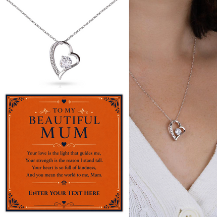 To My Beautiful Mum Personalised Eternal Heart Necklace In Keepsake Box