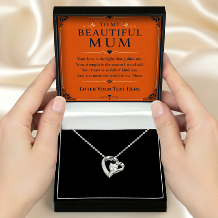 To My Beautiful Mum Personalised Eternal Heart Necklace In Keepsake Box