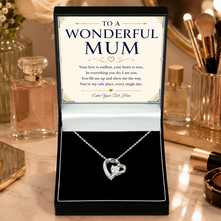 To A Wonderful Mum Personalised Eternal Heart Necklace In Keepsake Box