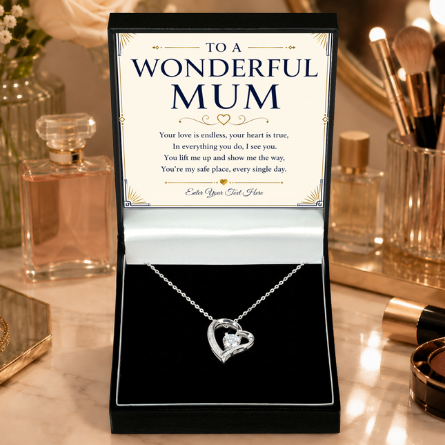To A Wonderful Mum Personalised Eternal Heart Necklace In Keepsake Box