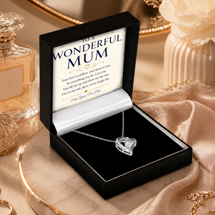 To A Wonderful Mum Personalised Eternal Heart Necklace In Keepsake Box