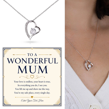 To A Wonderful Mum Personalised Eternal Heart Necklace In Keepsake Box