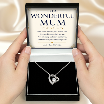 To A Wonderful Mum Personalised Eternal Heart Necklace In Keepsake Box