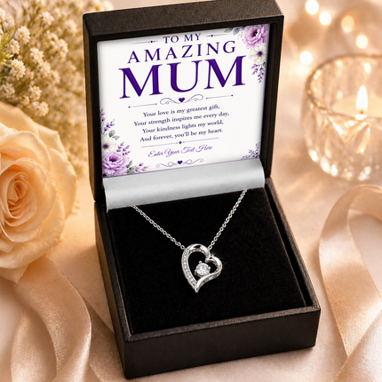 To My Amazing Mum Personalised Eternal Heart Necklace In Keepsake Box