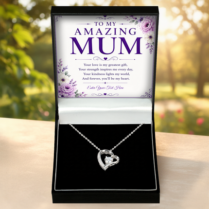 To My Amazing Mum Personalised Eternal Heart Necklace In Keepsake Box