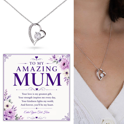 To My Amazing Mum Personalised Eternal Heart Necklace In Keepsake Box
