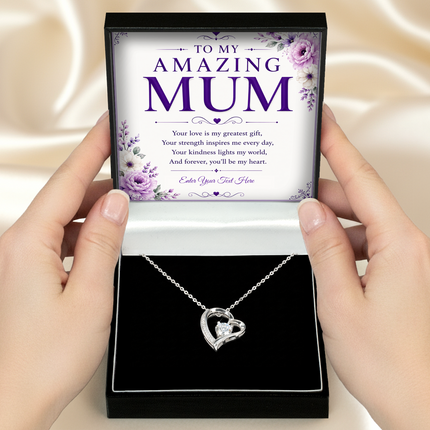 To My Amazing Mum Personalised Eternal Heart Necklace In Keepsake Box