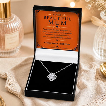 To My Beautiful Mum Personalised Love Knot Necklace In Keepsake Box