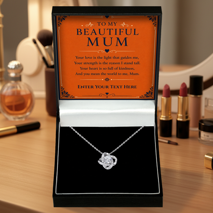 To My Beautiful Mum Personalised Love Knot Necklace In Keepsake Box