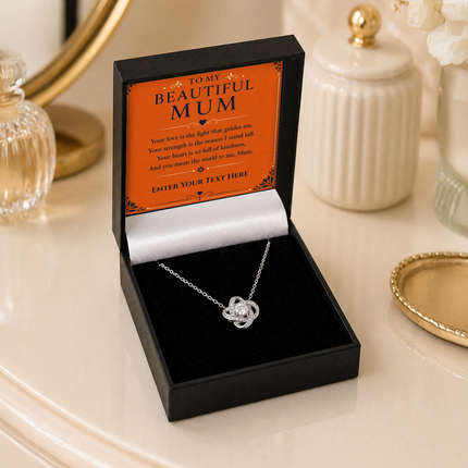To My Beautiful Mum Personalised Love Knot Necklace In Keepsake Box