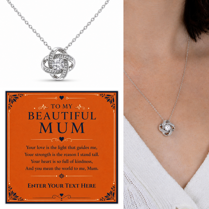 To My Beautiful Mum Personalised Love Knot Necklace In Keepsake Box