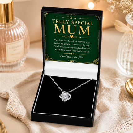 To A Truly Special Mum Personalised Love Knot Necklace In Keepsake Box
