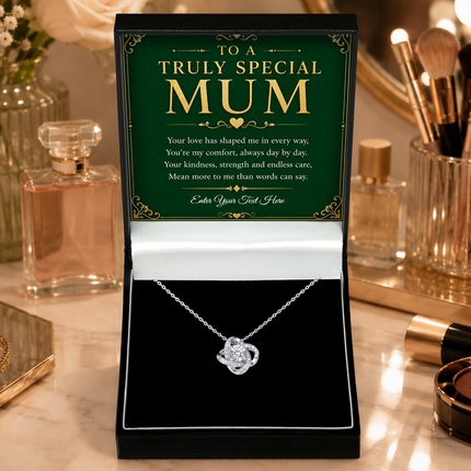 To A Truly Special Mum Personalised Love Knot Necklace In Keepsake Box