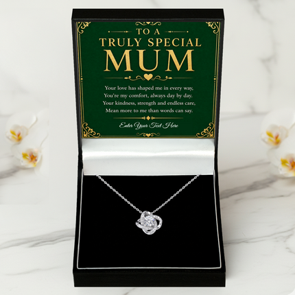 To A Truly Special Mum Personalised Love Knot Necklace In Keepsake Box