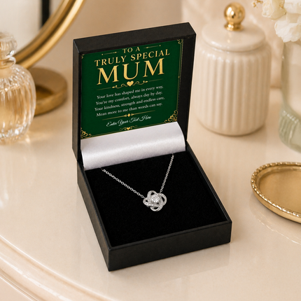 To A Truly Special Mum Personalised Love Knot Necklace In Keepsake Box