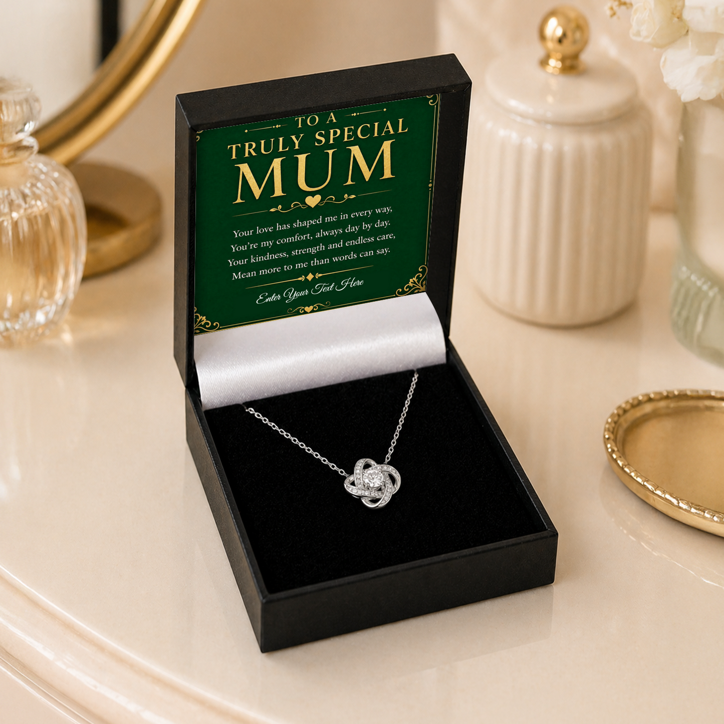 To A Truly Special Mum Personalised Love Knot Necklace In Keepsake Box