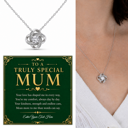 To A Truly Special Mum Personalised Love Knot Necklace In Keepsake Box