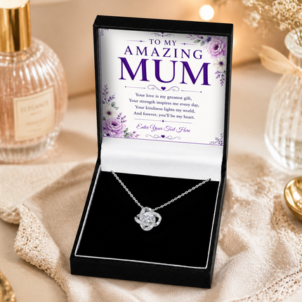 To My Amazing Mum Personalised Love Knot Necklace In Keepsake Box