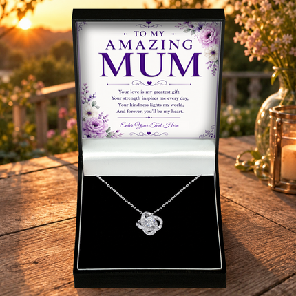 To My Amazing Mum Personalised Love Knot Necklace In Keepsake Box