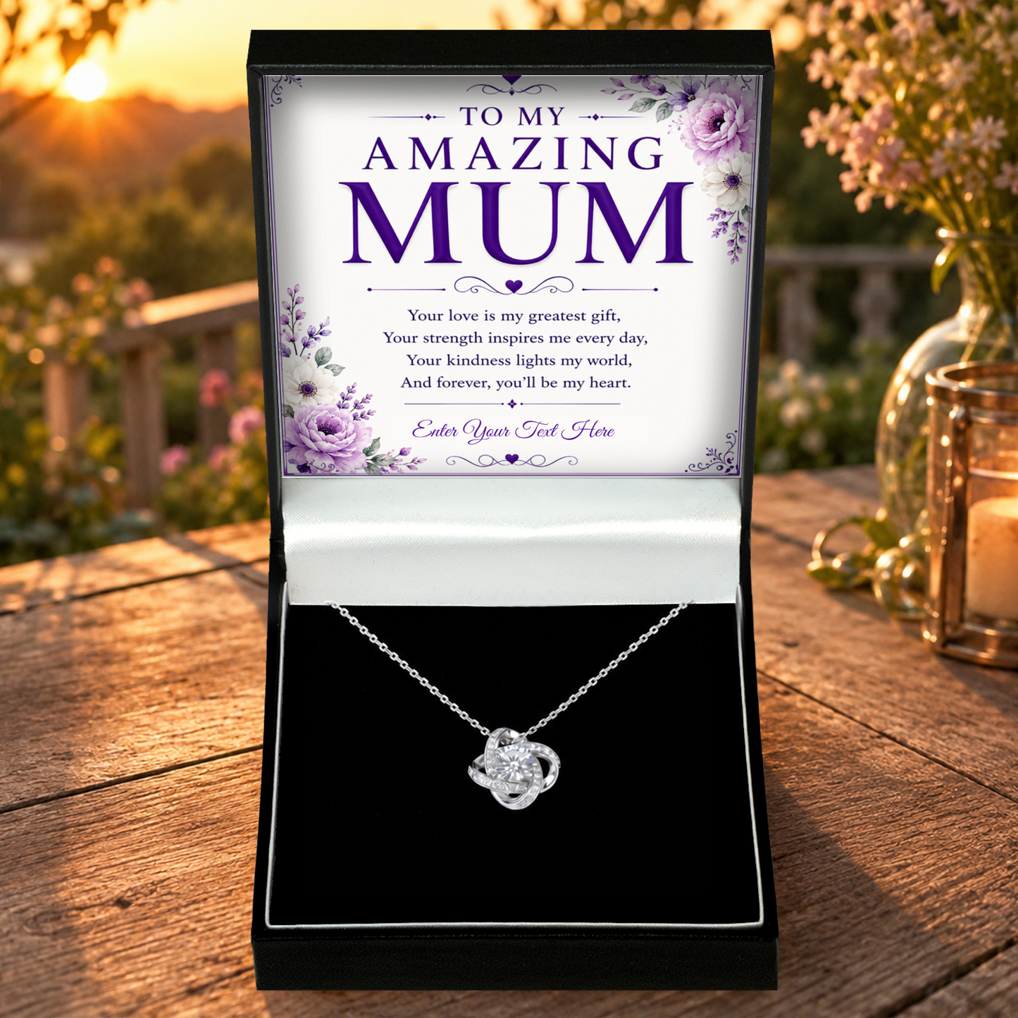 To My Amazing Mum Personalised Love Knot Necklace In Keepsake Box