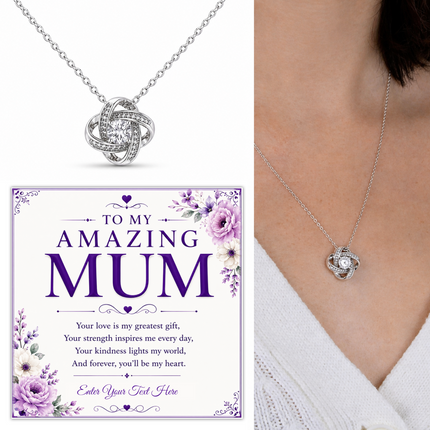 To My Amazing Mum Personalised Love Knot Necklace In Keepsake Box