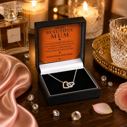 To My Beautiful Mum Personalised Interlocking Hearts Necklace In Keepsake Box