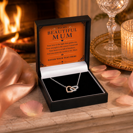 To My Beautiful Mum Personalised Interlocking Hearts Necklace In Keepsake Box