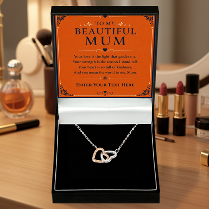 To My Beautiful Mum Personalised Interlocking Hearts Necklace In Keepsake Box