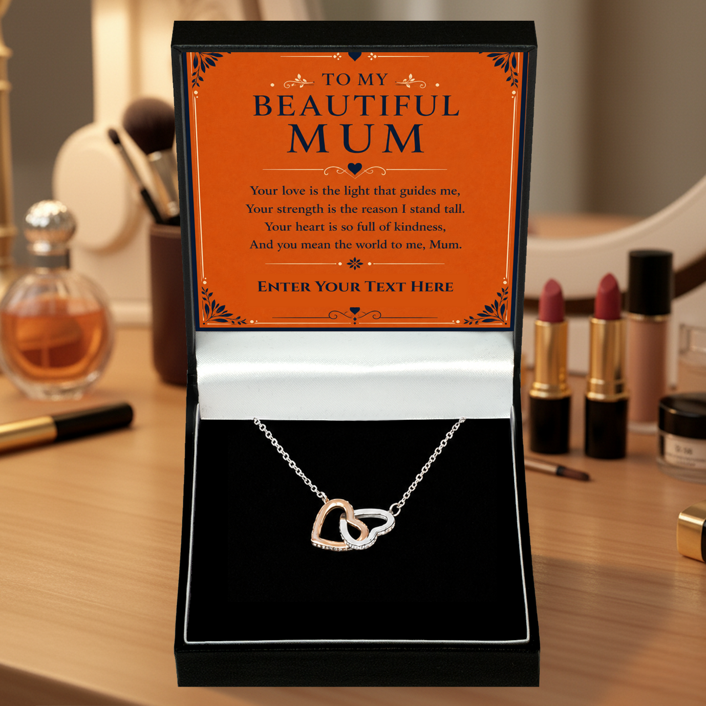 To My Beautiful Mum Personalised Interlocking Hearts Necklace In Keepsake Box