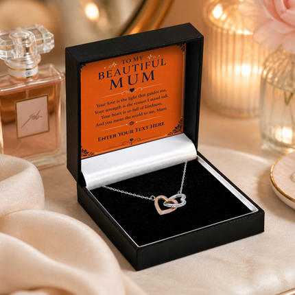 To My Beautiful Mum Personalised Interlocking Hearts Necklace In Keepsake Box