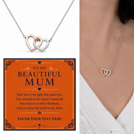 To My Beautiful Mum Personalised Interlocking Hearts Necklace In Keepsake Box