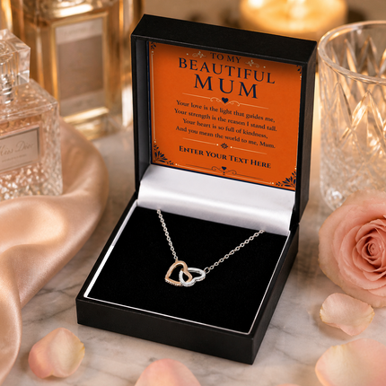 To My Beautiful Mum Personalised Interlocking Hearts Necklace In Keepsake Box