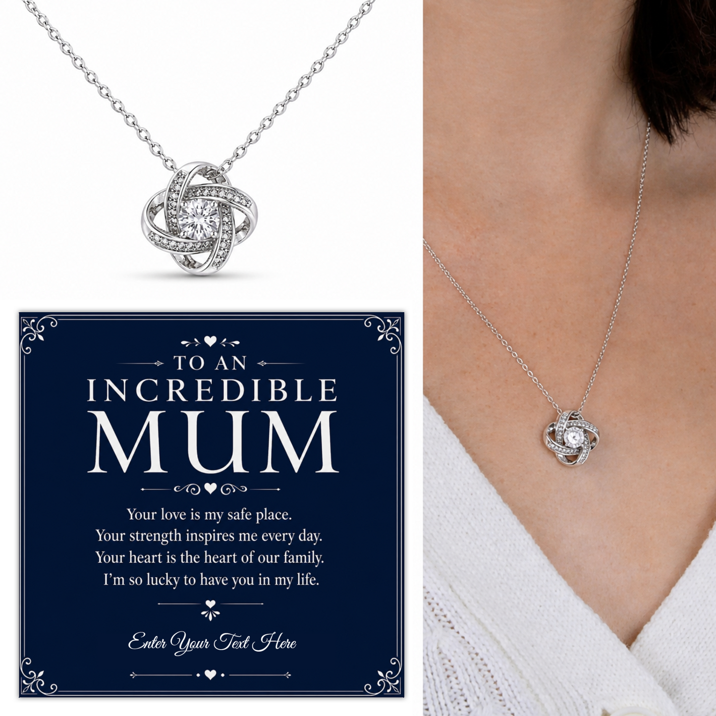 To An Incredible Mum Personalised Love Knot Necklace In Keepsake Box